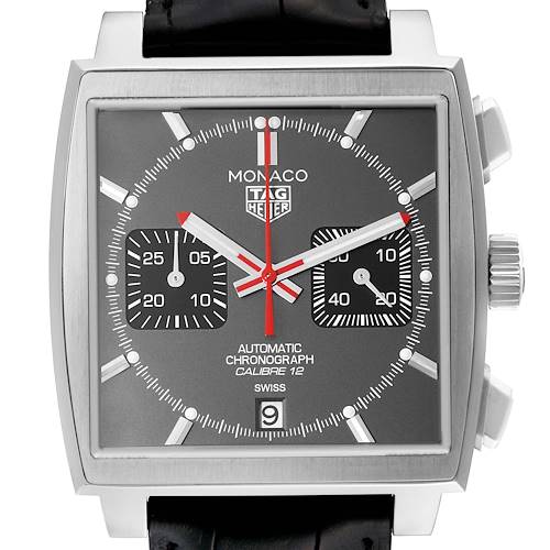 Photo of Tag Heuer Monaco Grey Dial Limited Edition Steel Mens Watch CAW211J Box Card